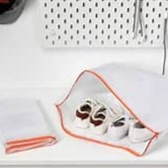 IKEA PAPKLA Shoe Bag 19" X 8 3/4" NEW  White and Orange Storage Bag - Picture 1 of 10